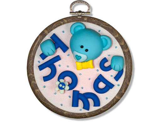 name hoop - blue teddy